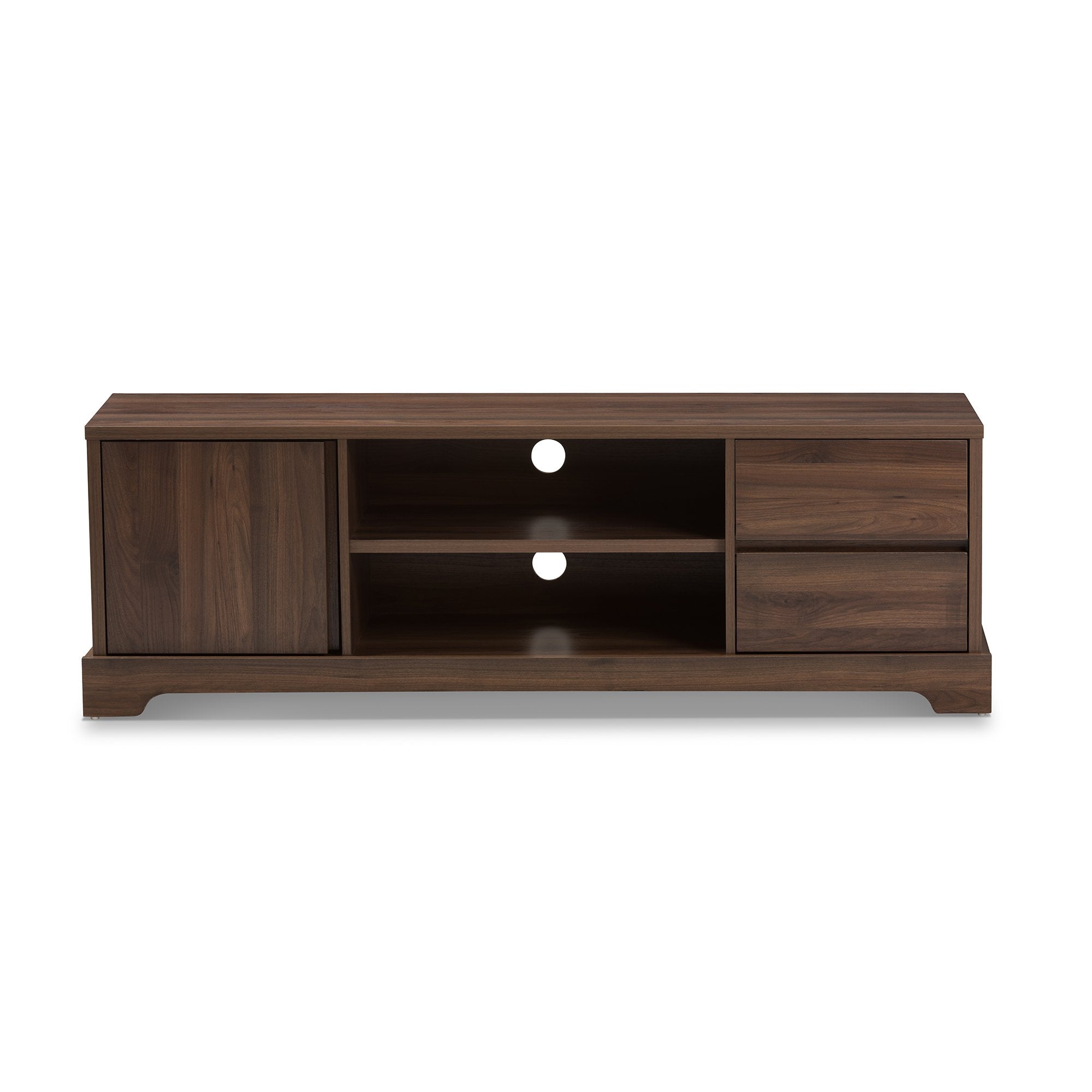 Baxton Studio Burnwood Modern and Contemporary Walnut Brown Finished Wood TV Stand