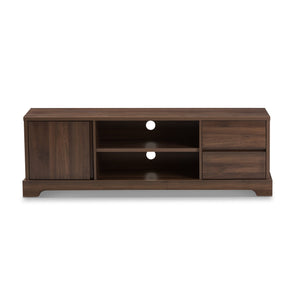 Baxton Studio Burnwood Modern and Contemporary Walnut Brown Finished Wood TV Stand