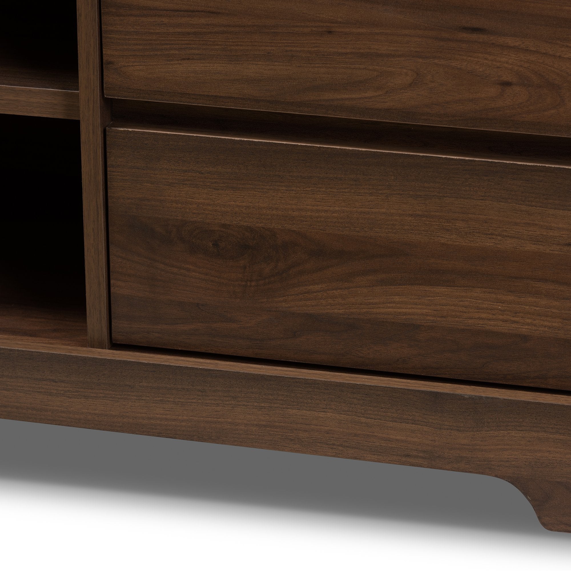 Baxton Studio Burnwood Modern and Contemporary Walnut Brown Finished Wood TV Stand