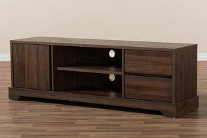 Baxton Studio Burnwood Modern and Contemporary Walnut Brown Finished Wood TV Stand