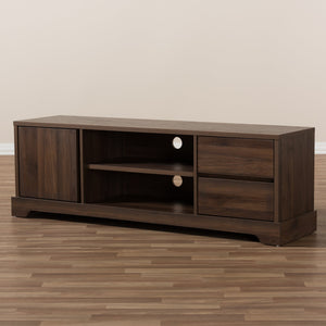 Baxton Studio Burnwood Modern and Contemporary Walnut Brown Finished Wood TV Stand