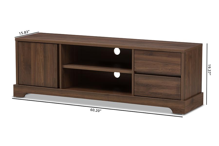 Baxton Studio Burnwood Modern and Contemporary Walnut Brown Finished Wood TV Stand