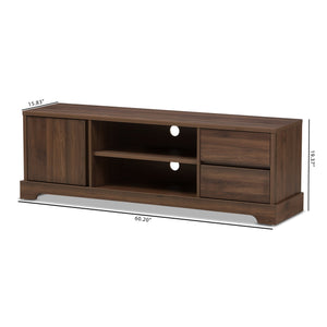 Baxton Studio Burnwood Modern and Contemporary Walnut Brown Finished Wood TV Stand