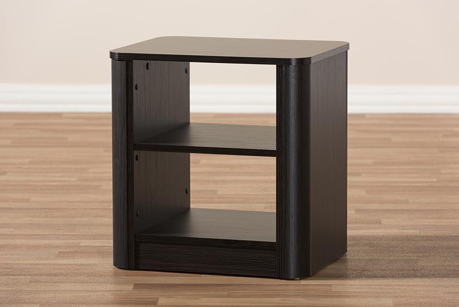 Baxton Studio Carlingford Modern and Contemporary Espresso Brown Finished Wood 2-Shelf Nightstand