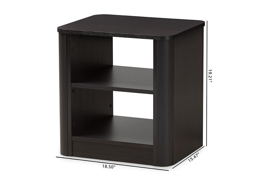 Baxton Studio Carlingford Modern and Contemporary Espresso Brown Finished Wood 2-Shelf Nightstand