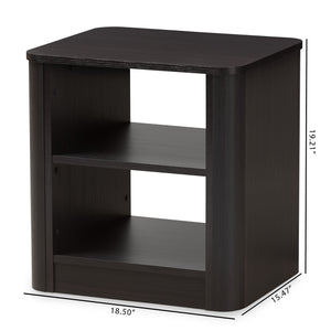 Baxton Studio Carlingford Modern and Contemporary Espresso Brown Finished Wood 2-Shelf Nightstand