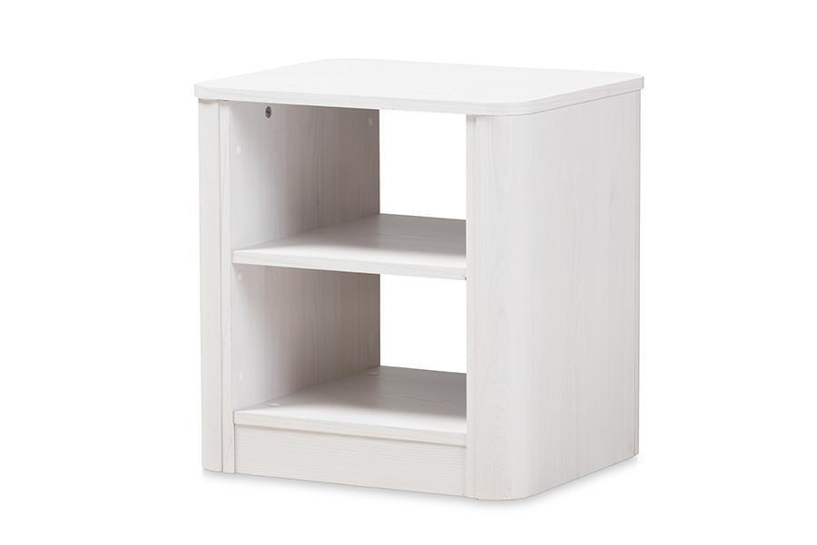 Baxton Studio Carlingford Modern and Contemporary Whitewashed Wood 2-Shelf Nightstand