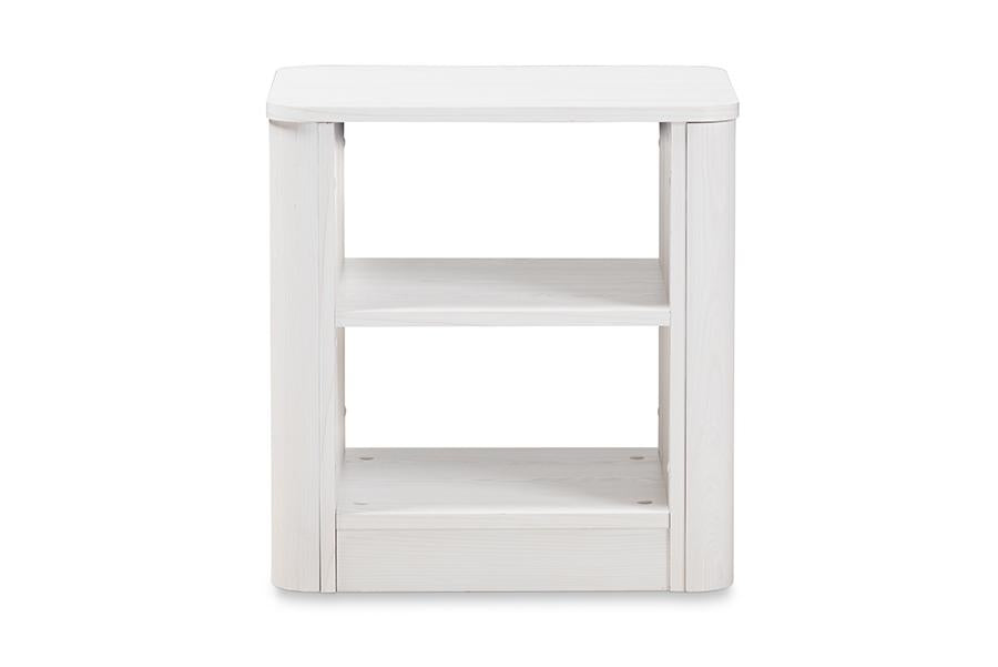 Baxton Studio Carlingford Modern and Contemporary Whitewashed Wood 2-Shelf Nightstand