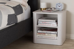 Baxton Studio Carlingford Modern and Contemporary Whitewashed Wood 2-Shelf Nightstand