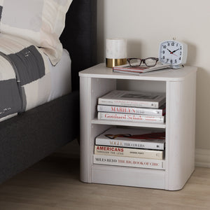 Baxton Studio Carlingford Modern and Contemporary Whitewashed Wood 2-Shelf Nightstand