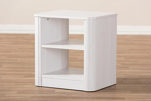 Baxton Studio Carlingford Modern and Contemporary Whitewashed Wood 2-Shelf Nightstand