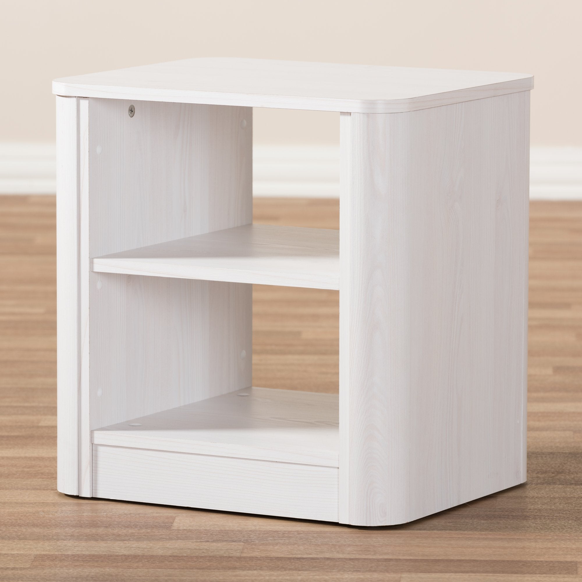 Baxton Studio Carlingford Modern and Contemporary Whitewashed Wood 2-Shelf Nightstand