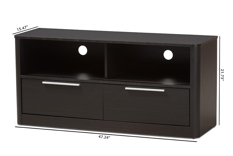 Baxton Studio Carlingford Modern and Contemporary Espresso Brown Finished Wood 2-Drawer TV Stand