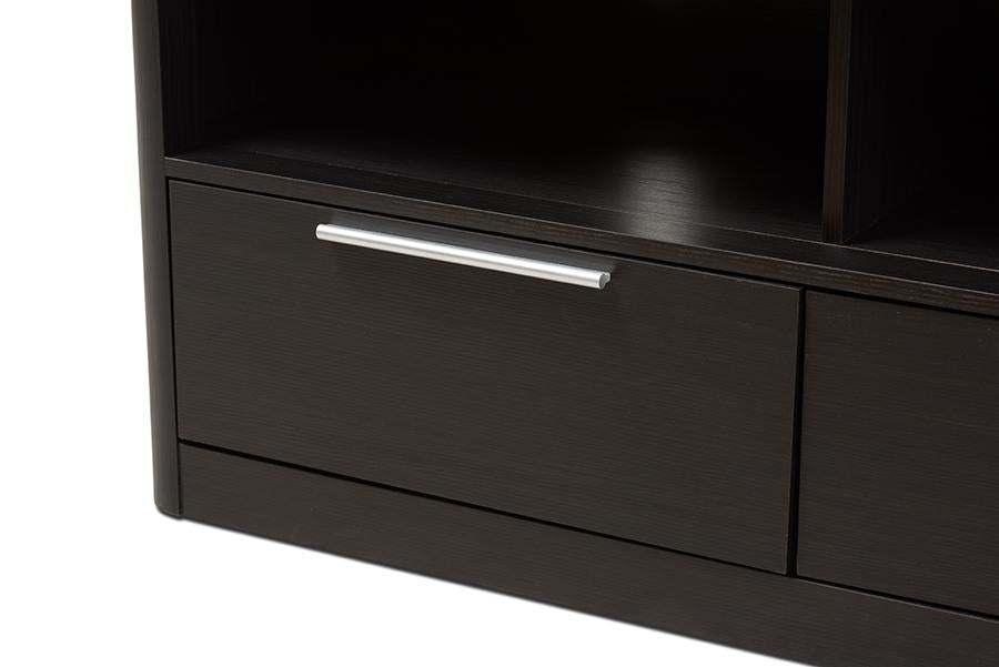 Baxton Studio Carlingford Modern and Contemporary Espresso Brown Finished Wood 2-Drawer TV Stand