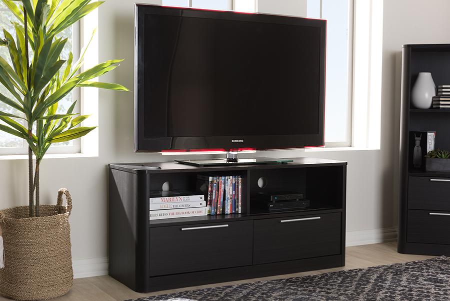 Baxton Studio Carlingford Modern and Contemporary Espresso Brown Finished Wood 2-Drawer TV Stand