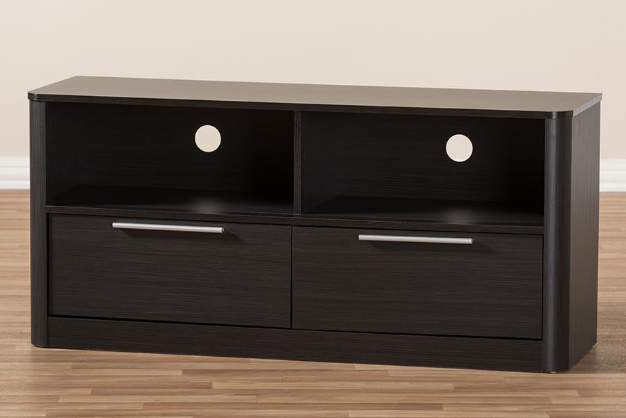 Baxton Studio Carlingford Modern and Contemporary Espresso Brown Finished Wood 2-Drawer TV Stand