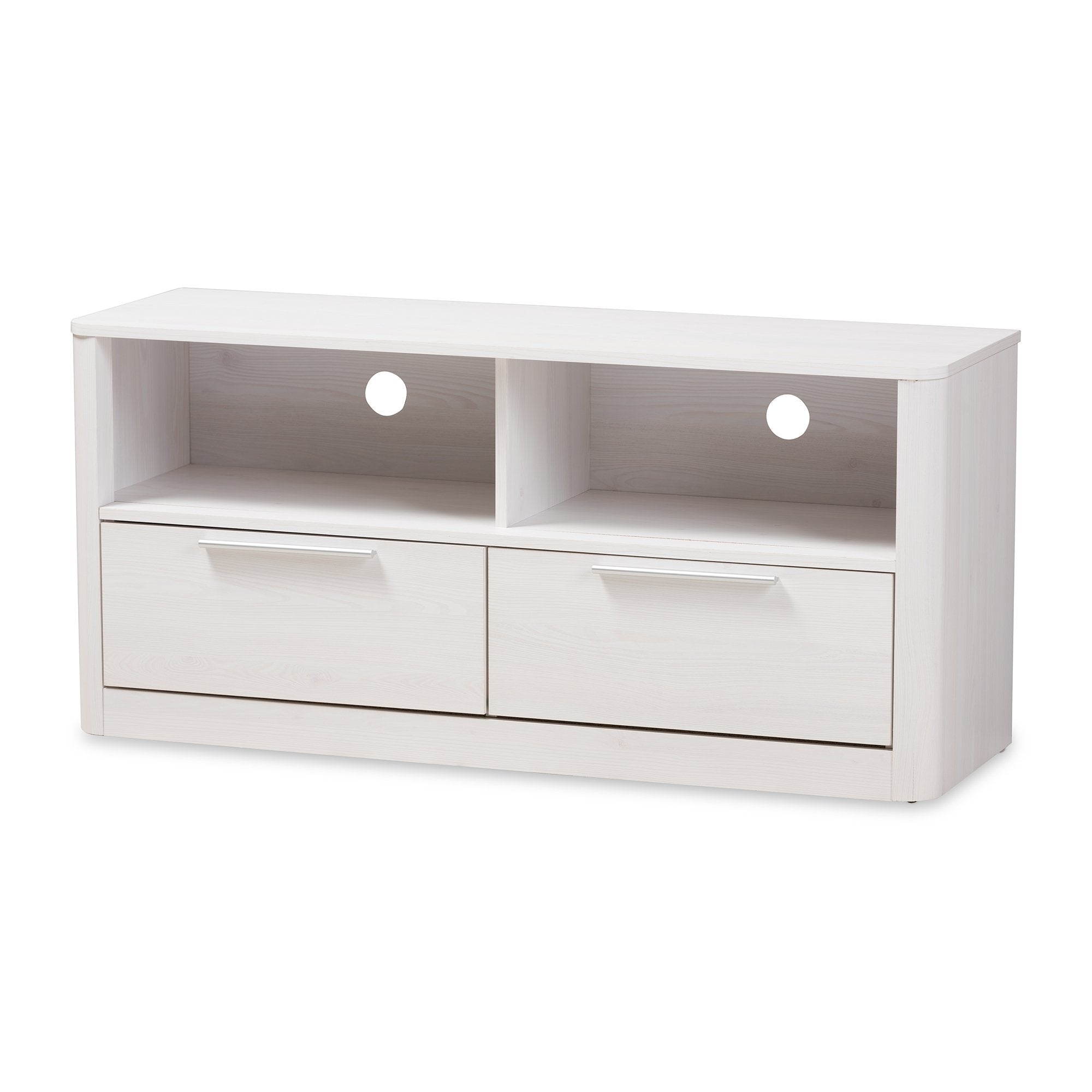 Baxton Studio Carlingford Modern and Contemporary Whitewashed Wood 2-Drawer TV Stand