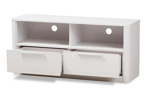 Baxton Studio Carlingford Modern and Contemporary Whitewashed Wood 2-Drawer TV Stand