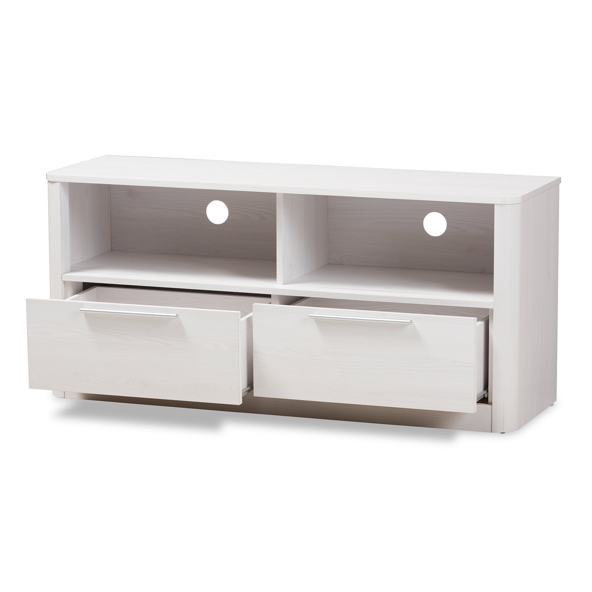 Baxton Studio Carlingford Modern and Contemporary Whitewashed Wood 2-Drawer TV Stand