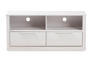 Baxton Studio Carlingford Modern and Contemporary Whitewashed Wood 2-Drawer TV Stand