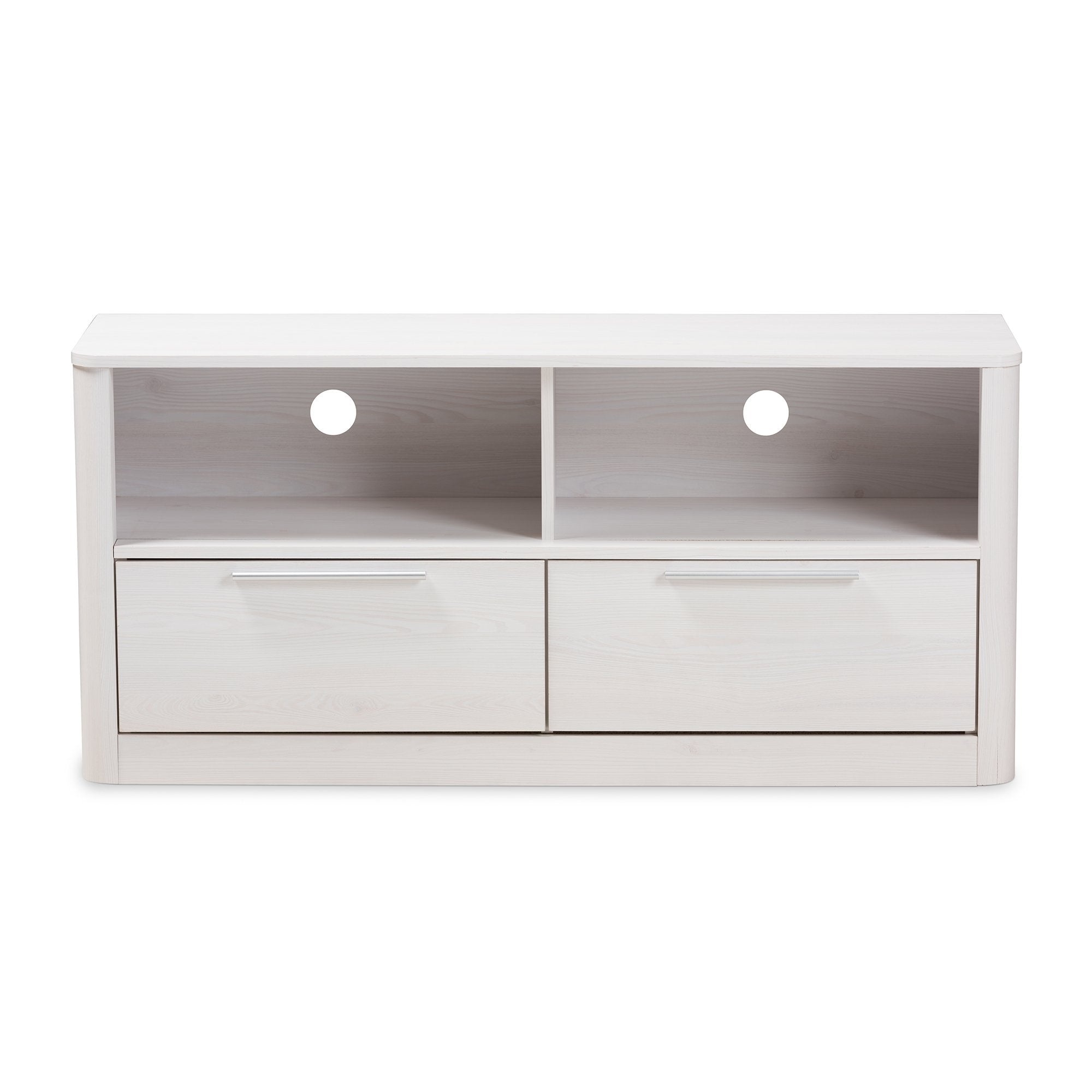 Baxton Studio Carlingford Modern and Contemporary Whitewashed Wood 2-Drawer TV Stand