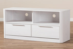 Baxton Studio Carlingford Modern and Contemporary Whitewashed Wood 2-Drawer TV Stand