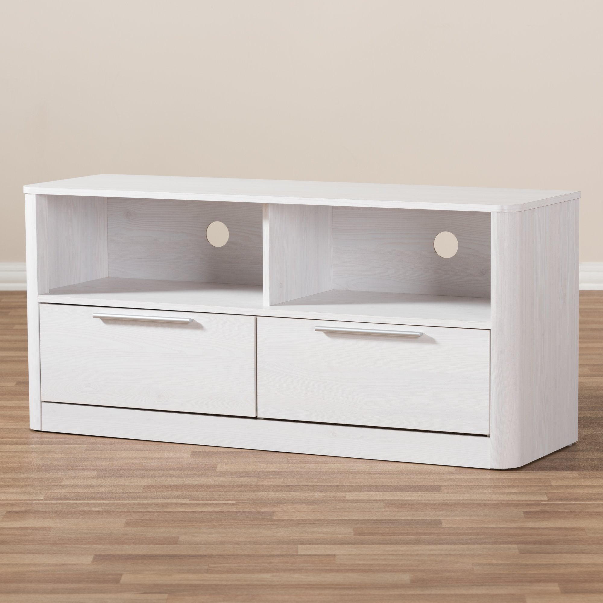 Baxton Studio Carlingford Modern and Contemporary Whitewashed Wood 2-Drawer TV Stand