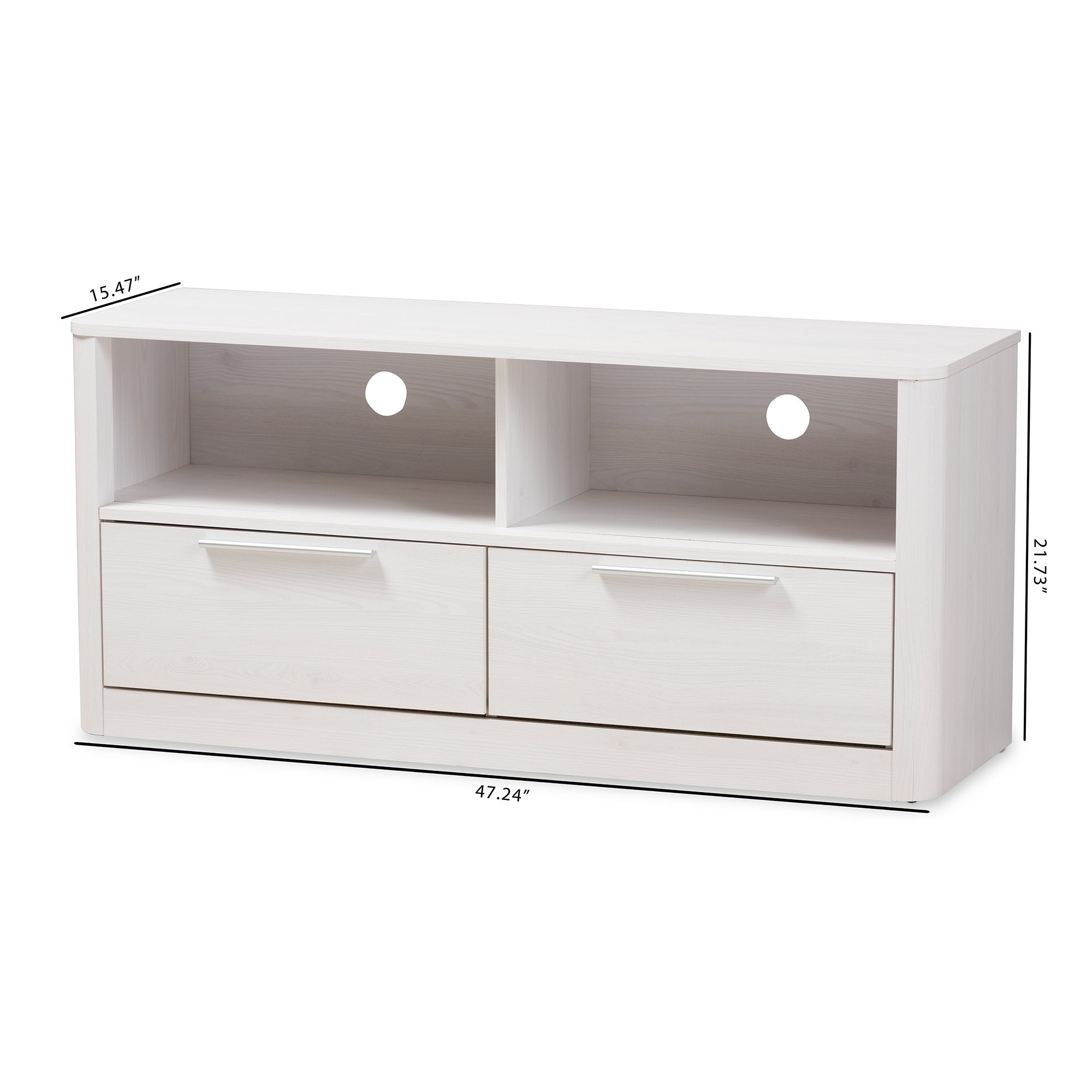 Baxton Studio Carlingford Modern and Contemporary Whitewashed Wood 2-Drawer TV Stand