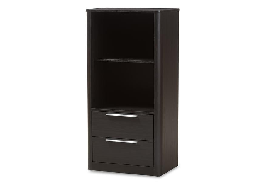 Baxton Studio Carlingford Modern and Contemporary Espresso Brown Finished Wood 2-Drawer Bookcase