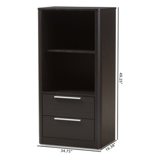 Baxton Studio Carlingford Modern and Contemporary Espresso Brown Finished Wood 2-Drawer Bookcase