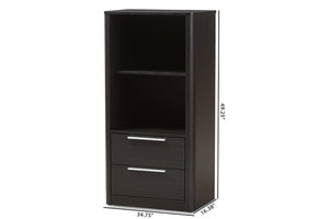 Baxton Studio Carlingford Modern and Contemporary Espresso Brown Finished Wood 2-Drawer Bookcase