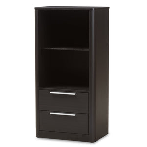 Baxton Studio Carlingford Modern and Contemporary Espresso Brown Finished Wood 2-Drawer Bookcase