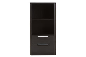 Baxton Studio Carlingford Modern and Contemporary Espresso Brown Finished Wood 2-Drawer Bookcase