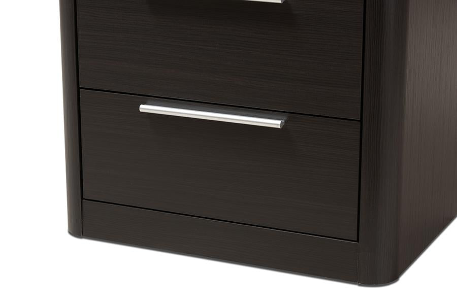 Baxton Studio Carlingford Modern and Contemporary Espresso Brown Finished Wood 2-Drawer Bookcase