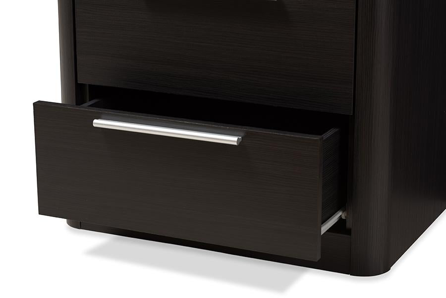 Baxton Studio Carlingford Modern and Contemporary Espresso Brown Finished Wood 2-Drawer Bookcase