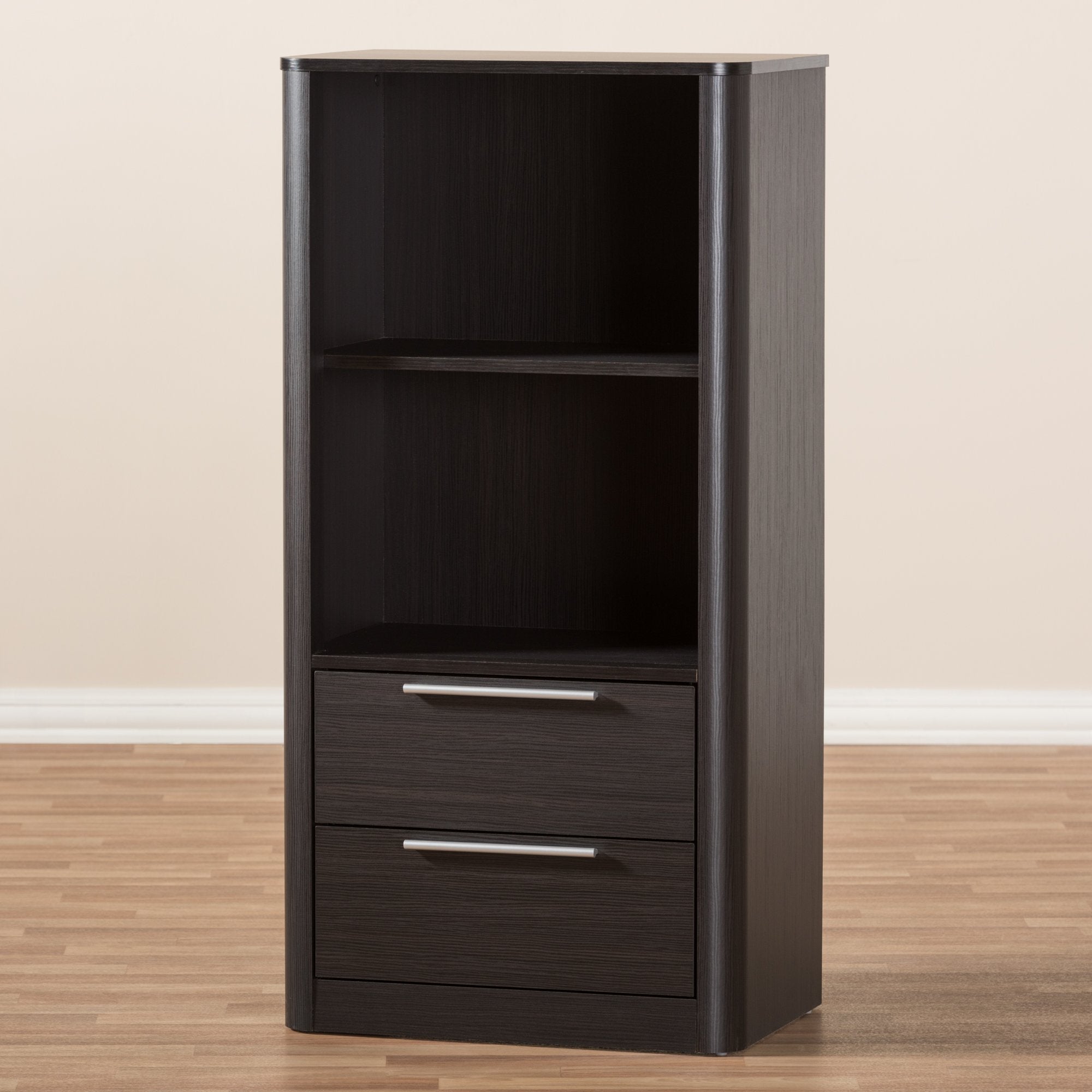 Baxton Studio Carlingford Modern and Contemporary Espresso Brown Finished Wood 2-Drawer Bookcase