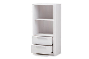 Baxton Studio Carlingford Modern and Contemporary Whitewashed Wood 2-Drawer Bookcase