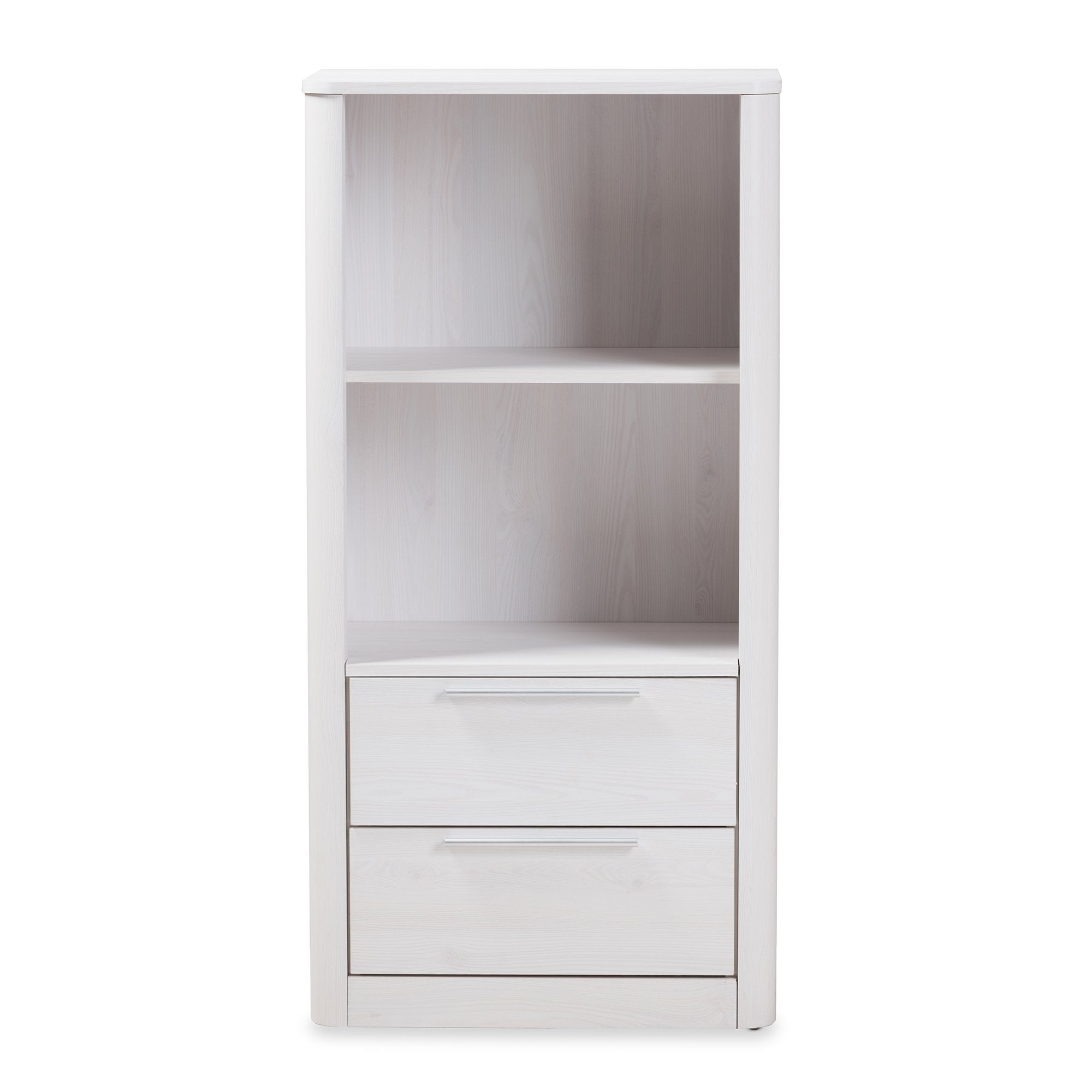 Baxton Studio Carlingford Modern and Contemporary Whitewashed Wood 2-Drawer Bookcase