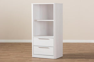 Baxton Studio Carlingford Modern and Contemporary Whitewashed Wood 2-Drawer Bookcase