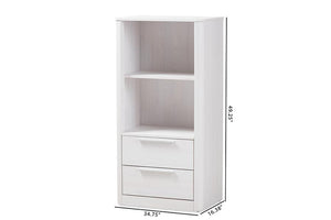 Baxton Studio Carlingford Modern and Contemporary Whitewashed Wood 2-Drawer Bookcase