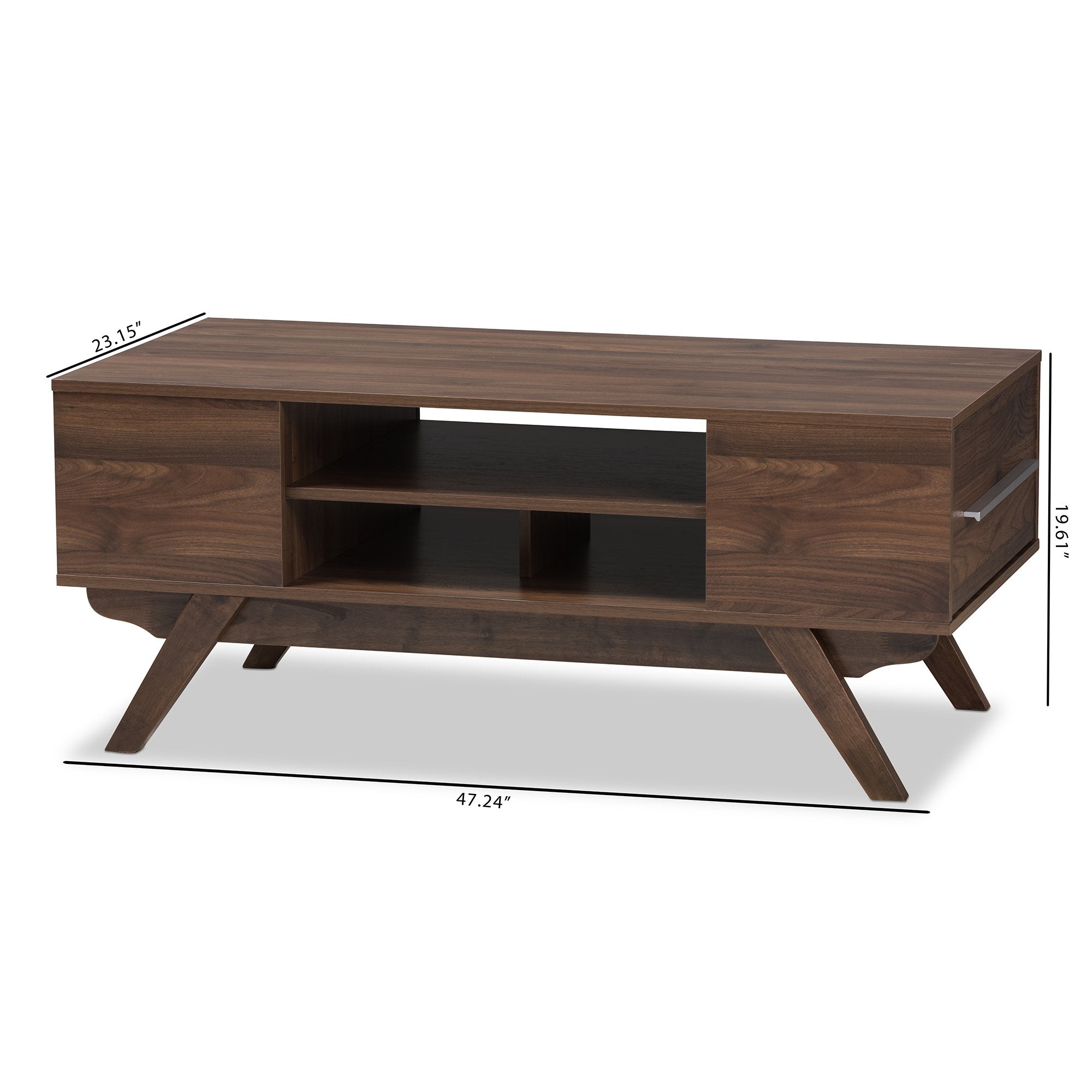 Baxton Studio Ashfield Mid-Century Modern Walnut Brown Finished Wood 2-Drawer Coffee Table