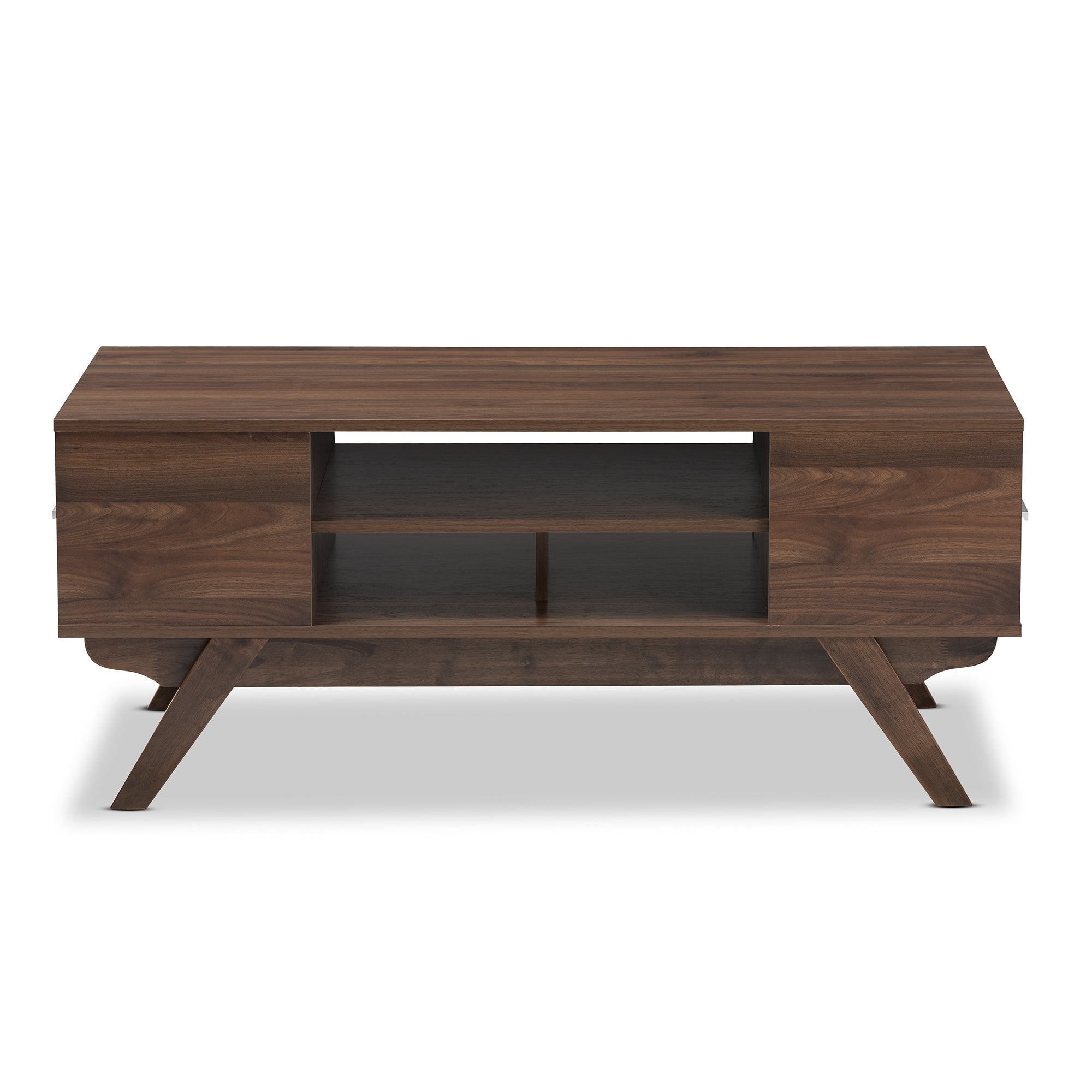 Baxton Studio Ashfield Mid-Century Modern Walnut Brown Finished Wood 2-Drawer Coffee Table