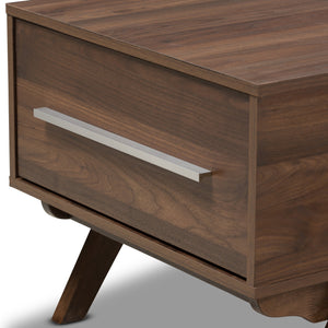 Baxton Studio Ashfield Mid-Century Modern Walnut Brown Finished Wood 2-Drawer Coffee Table