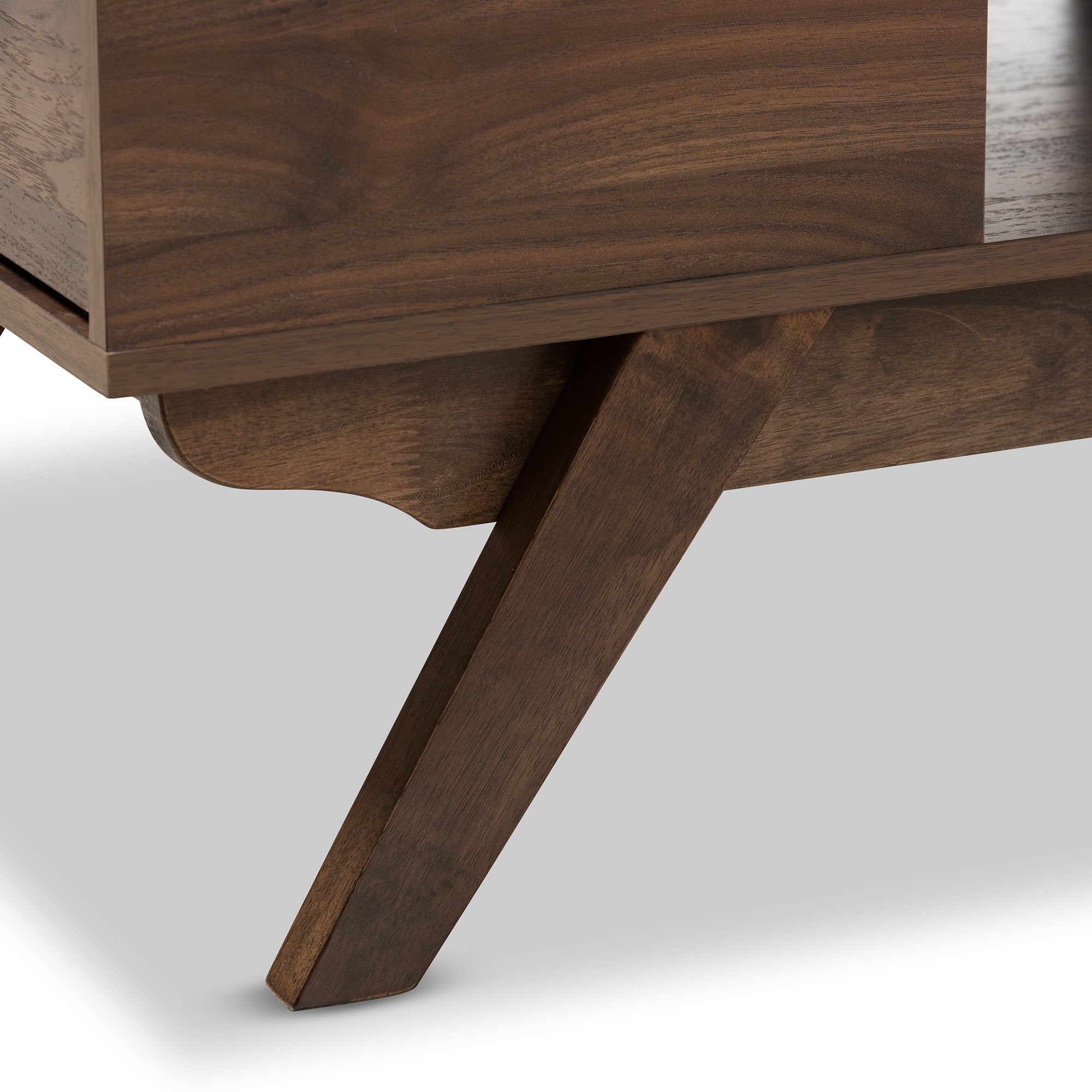 Baxton Studio Ashfield Mid-Century Modern Walnut Brown Finished Wood 2-Drawer Coffee Table