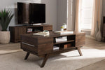 Baxton Studio Ashfield Mid-Century Modern Walnut Brown Finished Wood 2-Drawer Coffee Table