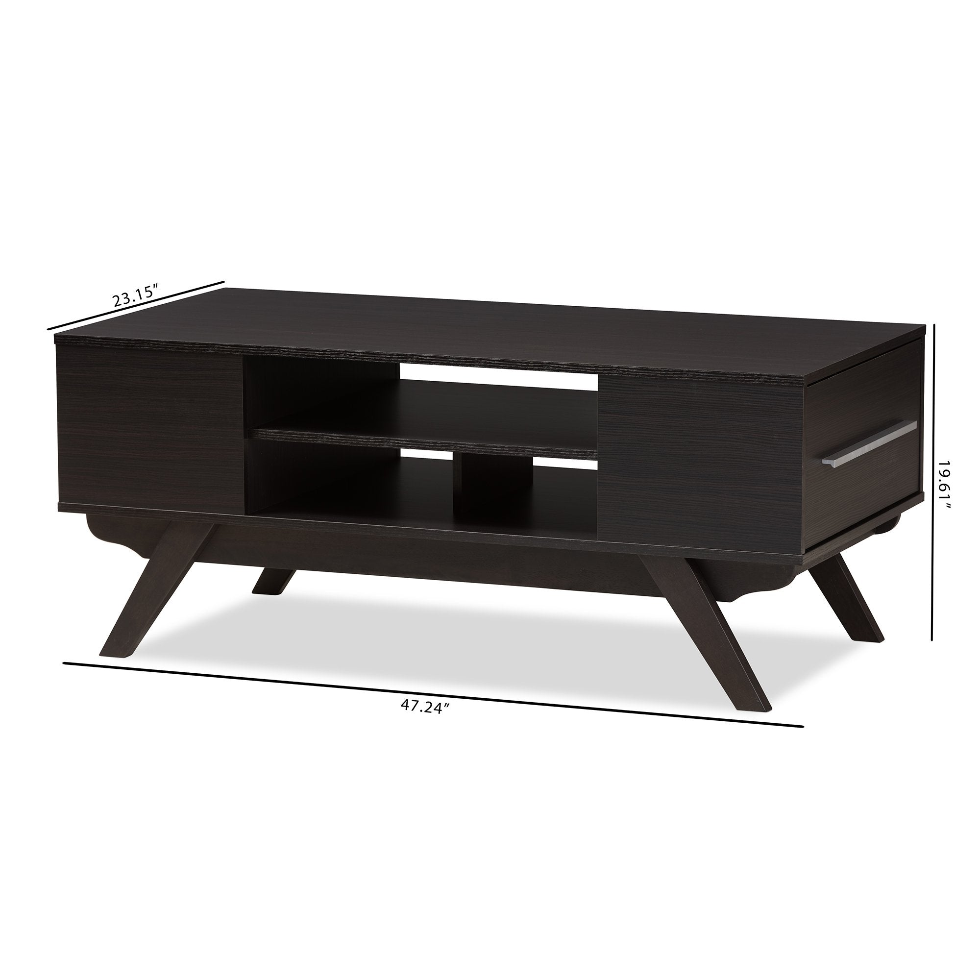 Baxton Studio Ashfield Mid-Century Modern Espresso Brown Finished Wood 2-Drawer Coffee Table