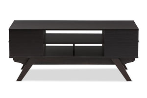 Baxton Studio Ashfield Mid-Century Modern Espresso Brown Finished Wood 2-Drawer Coffee Table