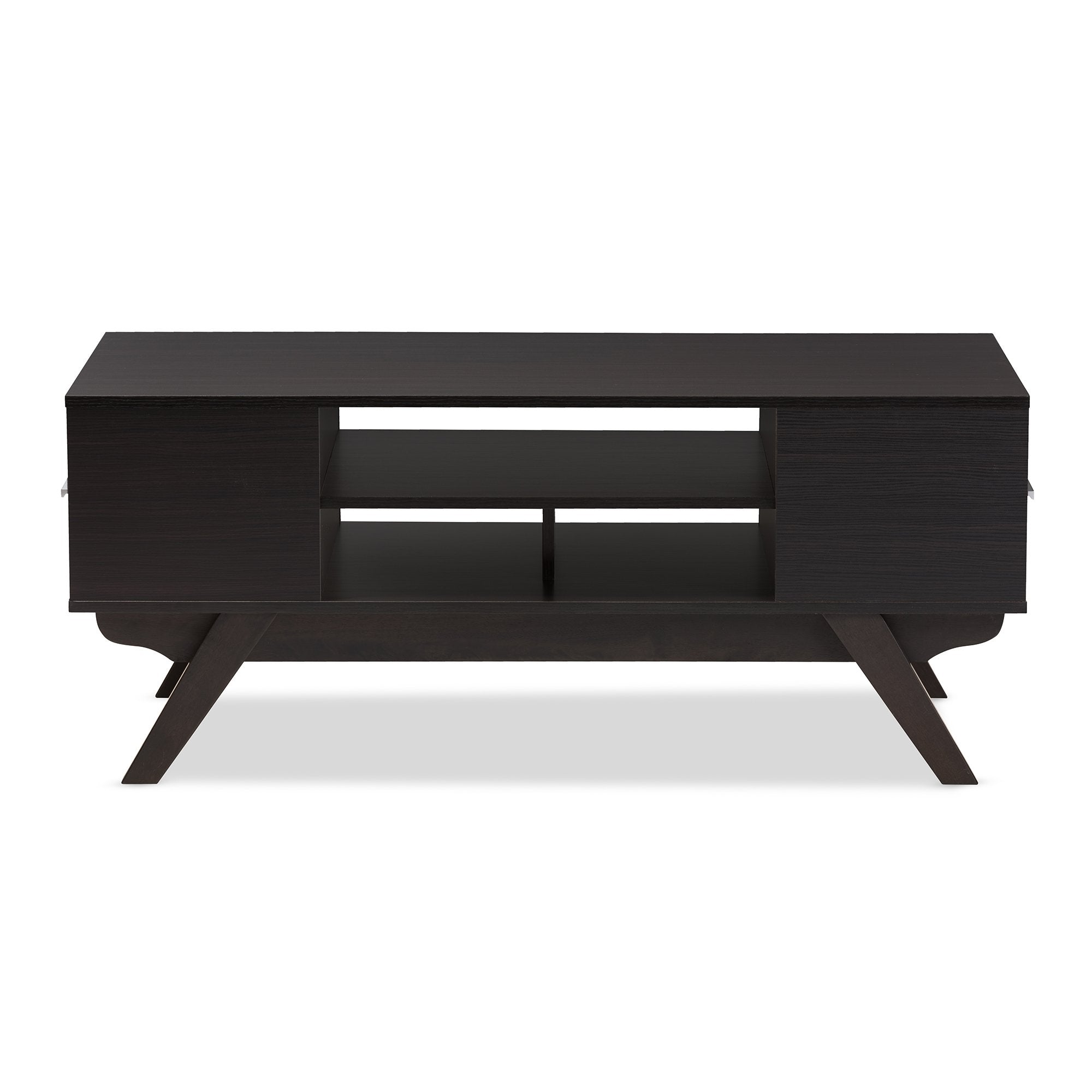 Baxton Studio Ashfield Mid-Century Modern Espresso Brown Finished Wood 2-Drawer Coffee Table