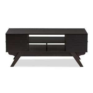 Baxton Studio Ashfield Mid-Century Modern Espresso Brown Finished Wood 2-Drawer Coffee Table