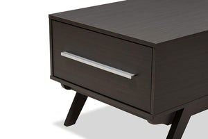 Baxton Studio Ashfield Mid-Century Modern Espresso Brown Finished Wood 2-Drawer Coffee Table